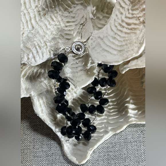 Art Deco Jet Black Glass Beaded Leny Yue Bracelet - Picture 6 of 10